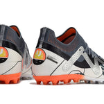 Chuteira Society Puma Future Ultimate MG Branca e Laranja "Astronaut Pack"