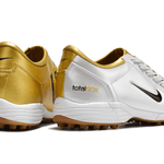 Chuteira Society Nike Total 90 TF Branca e Dourada