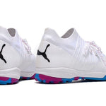 Chuteira Society Puma Future Z 1.3 TF Branca e Azul