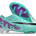 Chuteira Campo Nike Air Zoom Mercurial Vapor 15 Elite FG Verde e Roxa "Peak Ready Pack"
