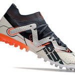 Chuteira Society Puma Future Ultimate MG Branca e Laranja "Astronaut Pack"
