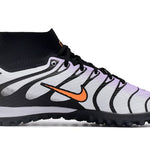 Chuteira Society Nike Air Zoom Mercurial Superfly 9 Elite TF Branca, Roxa e Preta