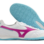 Chuteira Futsal Mizuno Morelia Sala IC Branca, Rosa e Azul