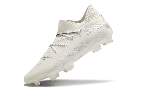 Chuteira Campo Puma Future 7 FG Branca e Prata "Eclipse Pack"