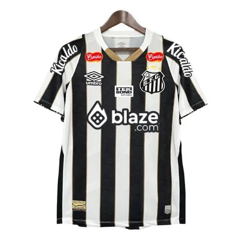 Camiseta de visitante del Santos 24/25 - Blanca y negra - Con patrocinio