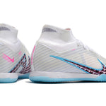 Chuteira Futsal Nike Air Zoom Mercurial Superfly 9 Elite IC Branca e Azul "Blast Pack"
