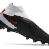 Chuteira Campo Nike Phantom GX DF Elite FG Branca, Preta e Vermelha