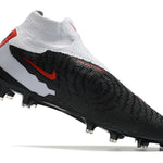Chuteira Campo Nike Phantom GX DF Elite FG Branca, Preta e Vermelha