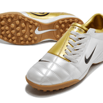 Chuteira Society Nike Total 90 TF Branca e Dourada