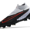 Chuteira Campo Nike Phantom GX DF Elite FG Branca, Preta e Vermelha