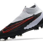 Chuteira Campo Nike Phantom GX DF Elite FG Branca, Preta e Vermelha