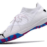 Chuteira Society Puma Future Z 1.3 TF Branca e Azul