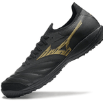 Chuteira Society Mizuno Morelia Neo Sala TF Preta e Dourada "Aurum Pack"